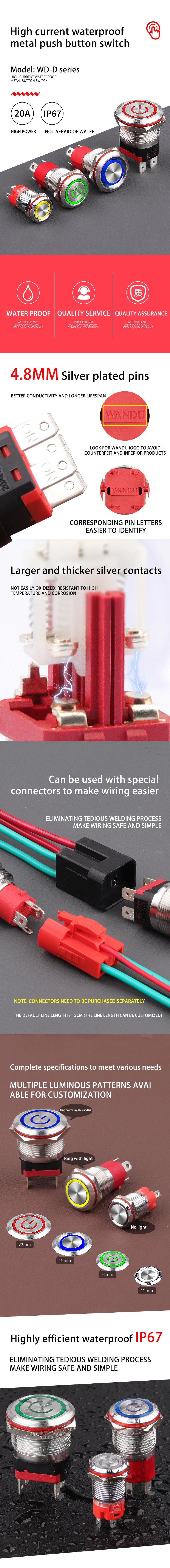 WD-D Series High Current Metal Pushbutton