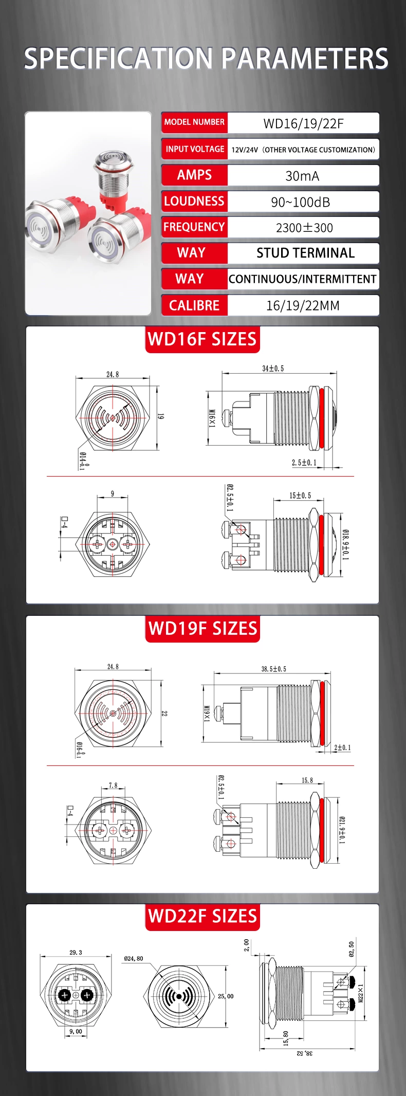 WD-F Metal Buzzer Series