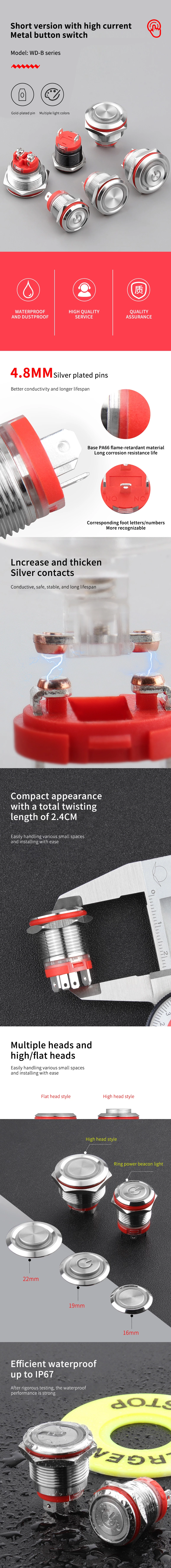 WD16/19/22D1 Series Metal Pushbuttons