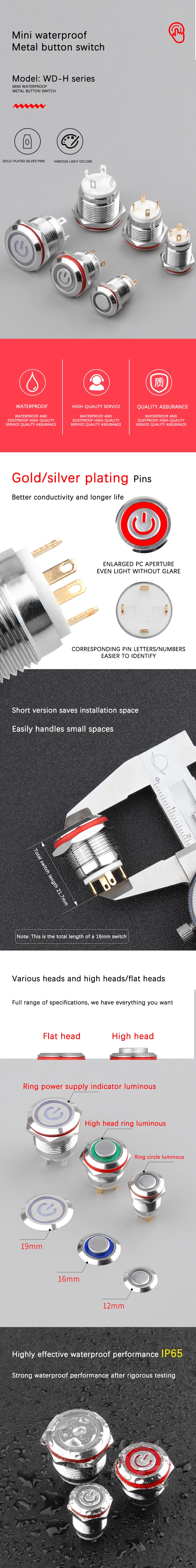 H-Series Reset Metal Pushbutton Switches With Lamps