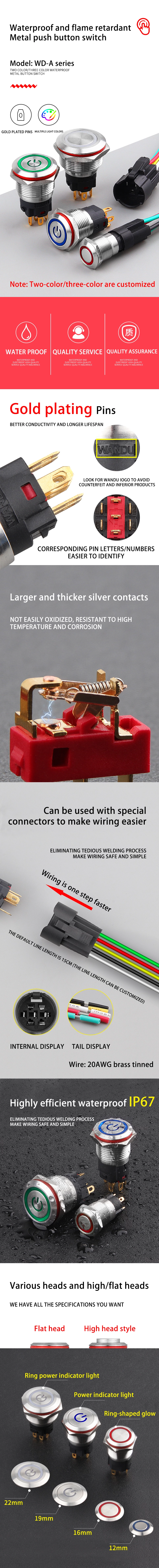 WD-A Series Metal Pushbutton Switches