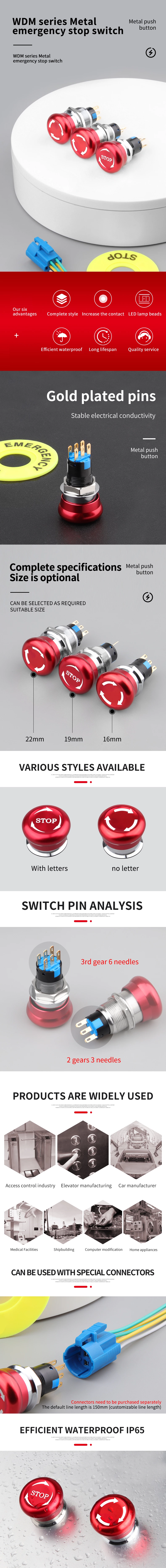 WD16/19/22M Series Metal Emergency Stop Switches