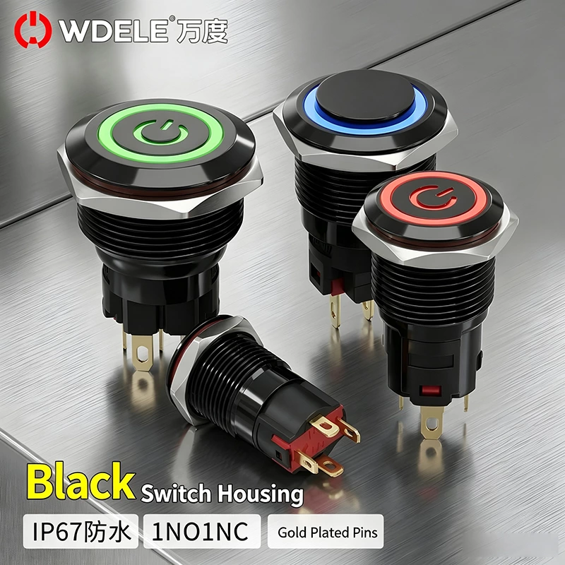 WD-A Series Oxidized Black Metal Pushbutton Switches